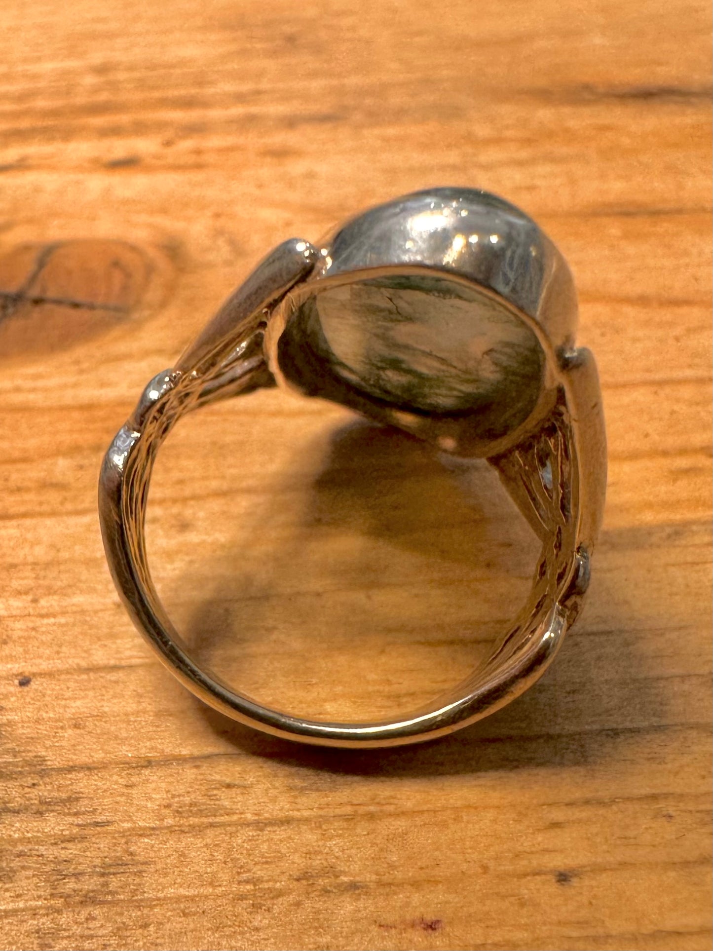 Vintage Moss Agate 925 Silver Size P1/2 Ring