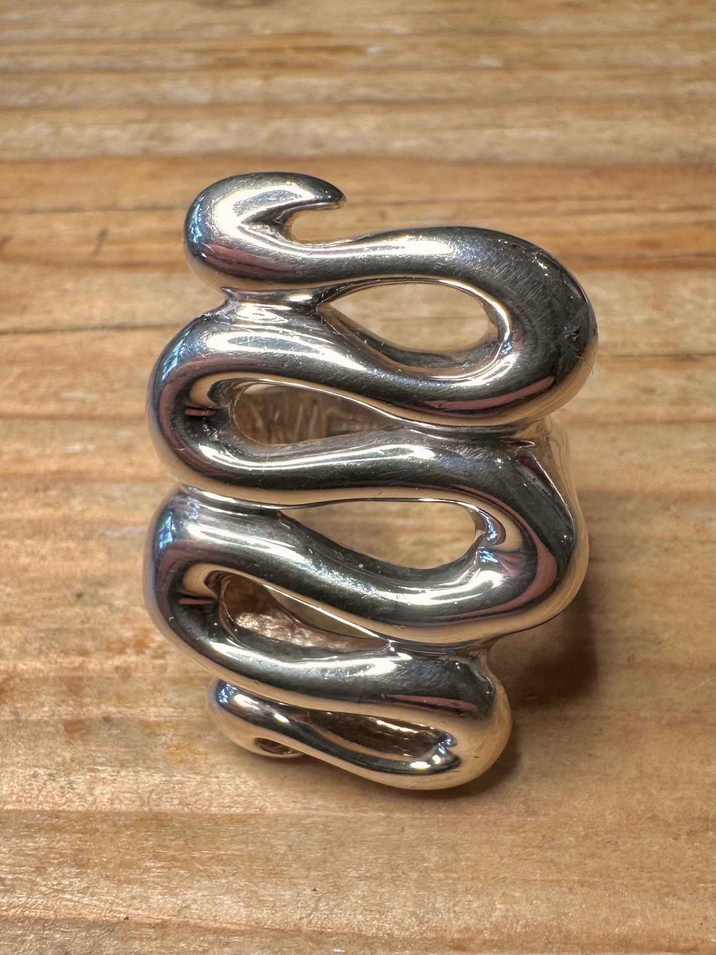 Moderner 2008 RLM Studio S-Kurve Schlange 925 Sterling Silber Ring Größe Q1/2