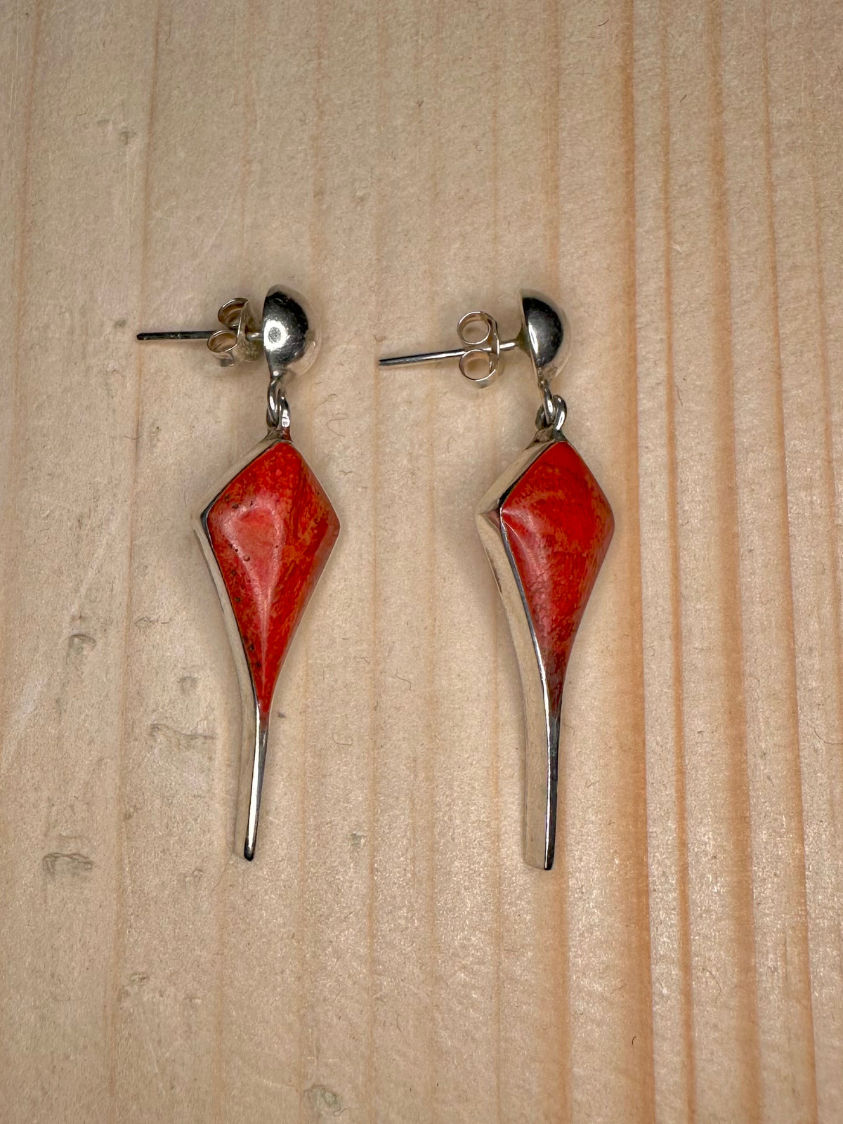 Red Coral Kite 925 Sterling Silver Earrings