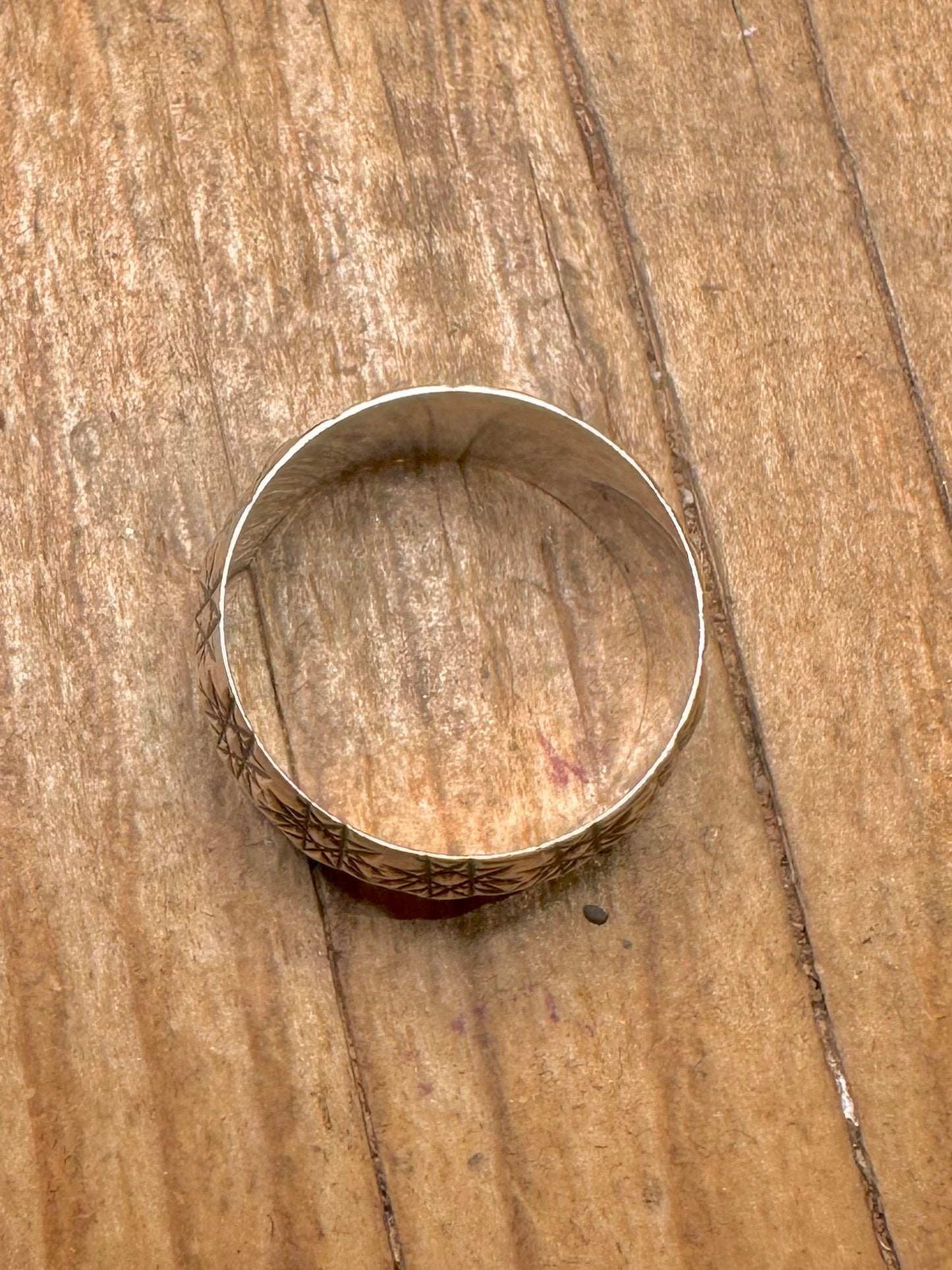 Vintage Starburst Engraved Band 925 Sterling Silver Size S1/2 Ring