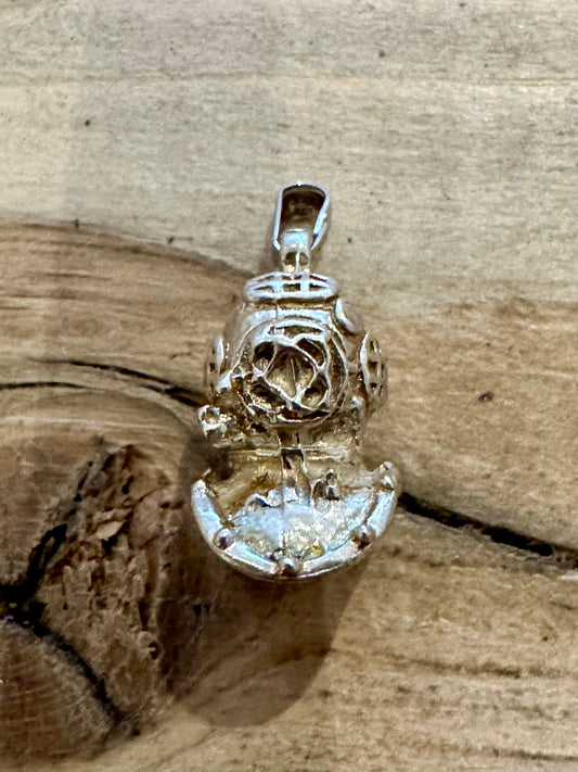 Vintage Sea Diver Helmet 925 Silver Charm Pendant