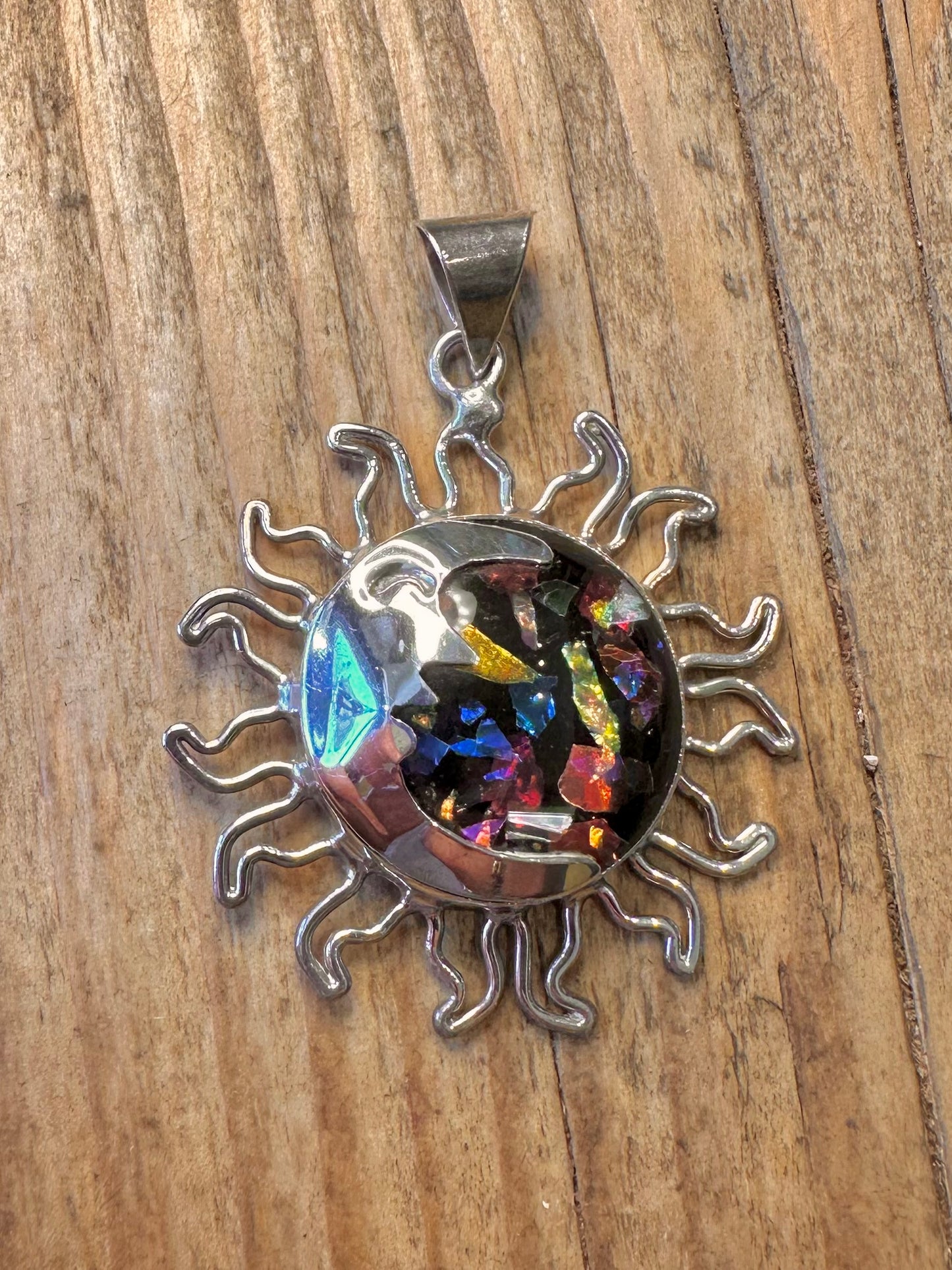 Sonne und Mond Konfetti 925 Sterlingsilber Anhänger