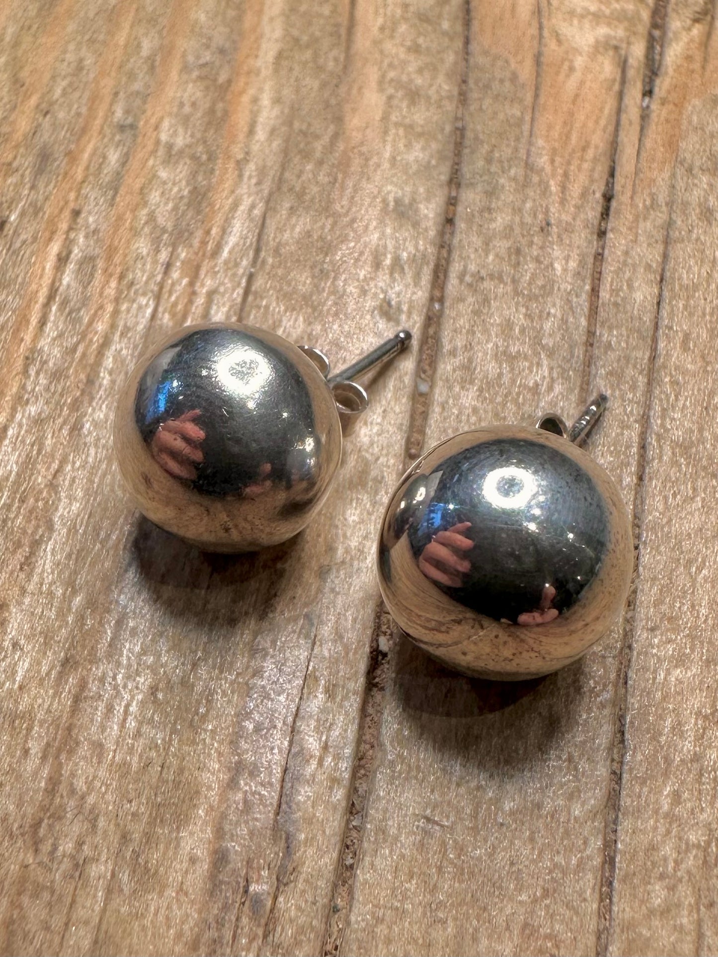 Modernist Ball Stud 925 Sterling Silver Earrings