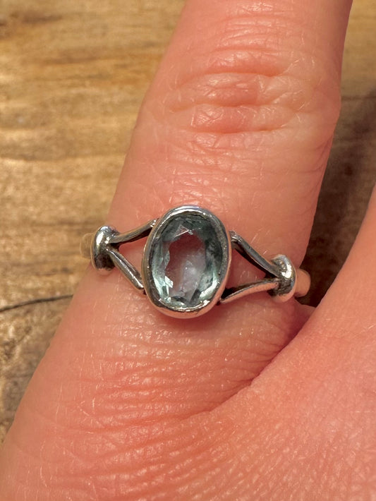 Vintage Blue Topaz 925 Silver Size P Ring