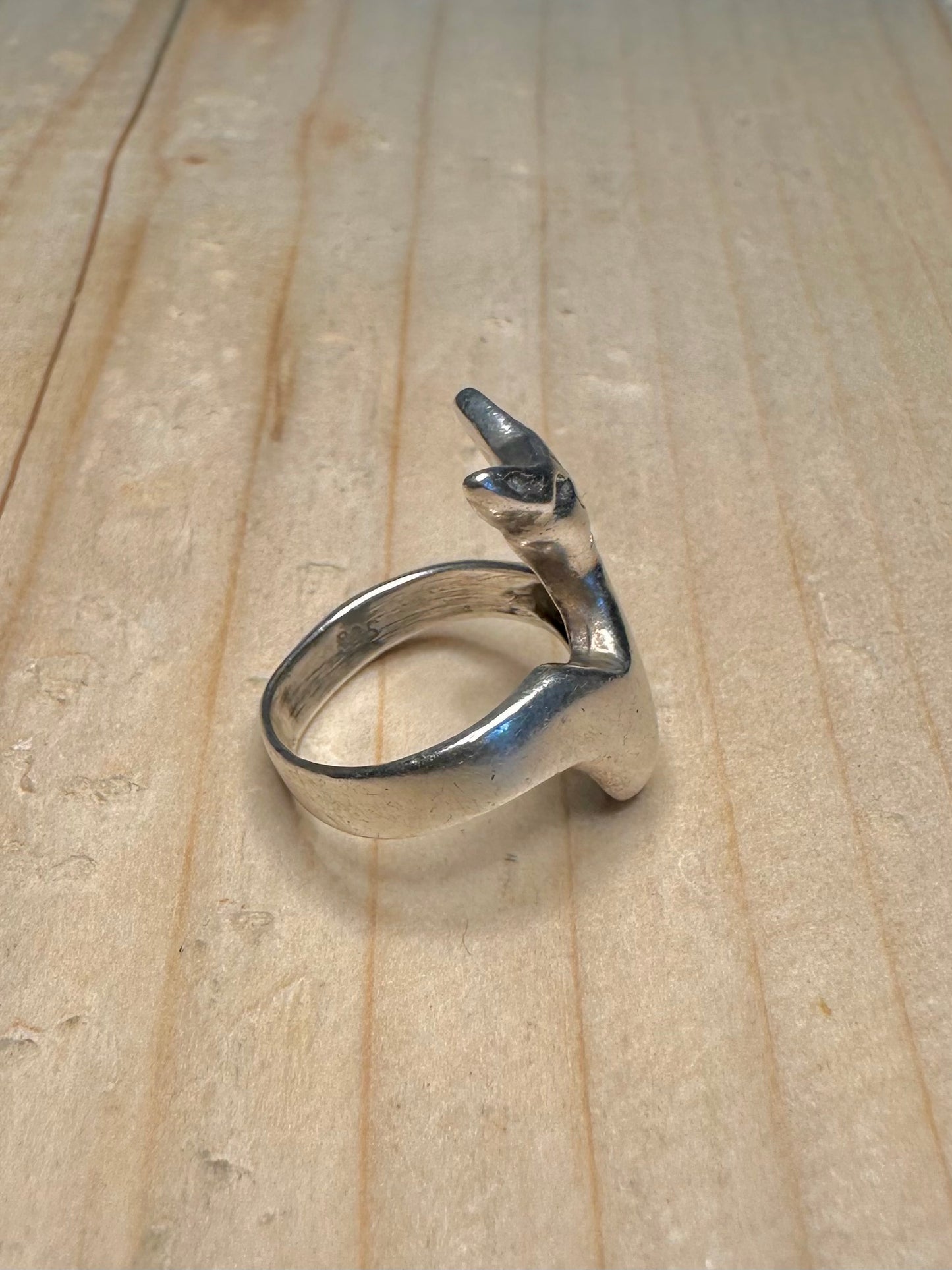 Abstract Cat 925 Sterling Silver Size G Ring