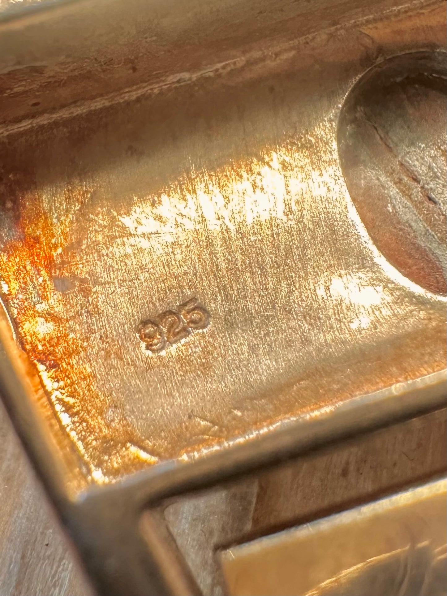 Abstract Citrine and Banded Agate 925 Sterling Silver Pendant