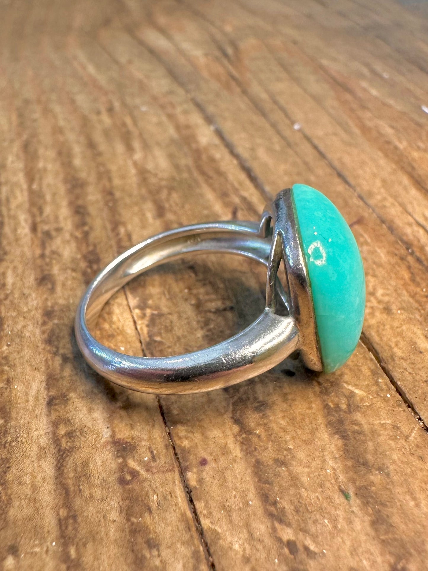 Turquoise Cushion Cut 925 Sterling Silver Size P Ring