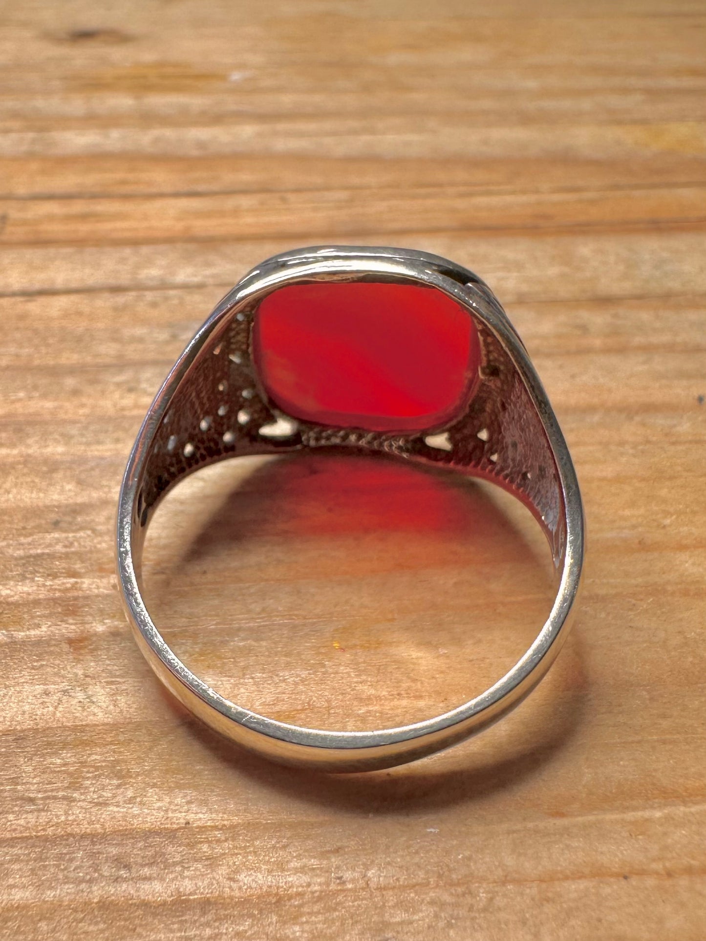 Vintage Banded Agate Celtic Signet 925 Sterling Silver Size Z+2 1/2 Ring