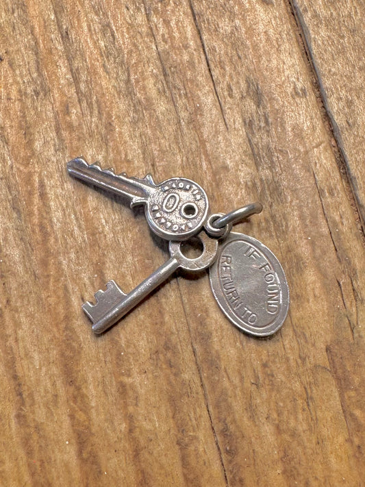Set House Keys 925 Sterling Silver Charm Pendant