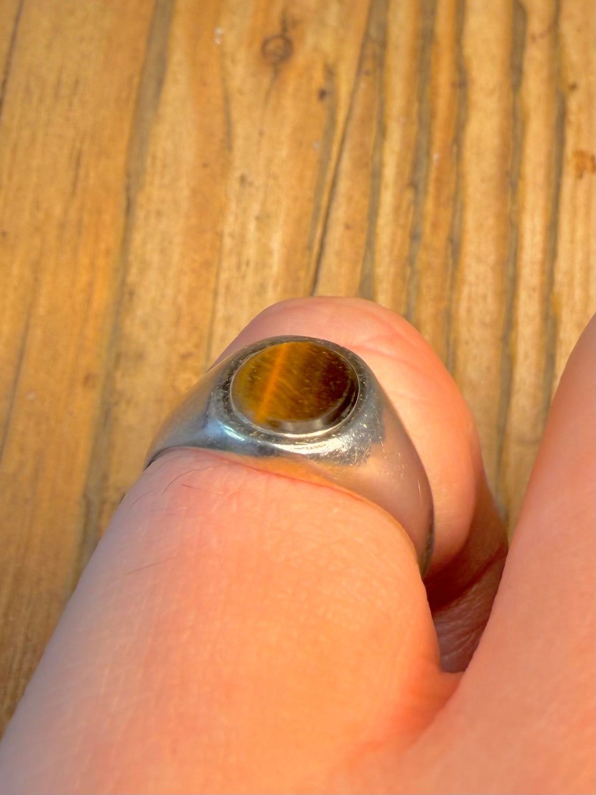 Tigers Eye Signet 925 Sterling Silver Size J1/2 Ring