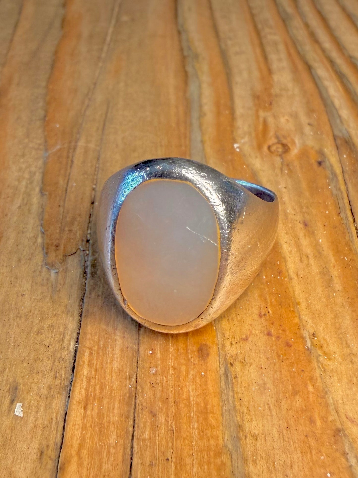 Oval Mother of Pearl 925 Sterling Silver Size R Ring