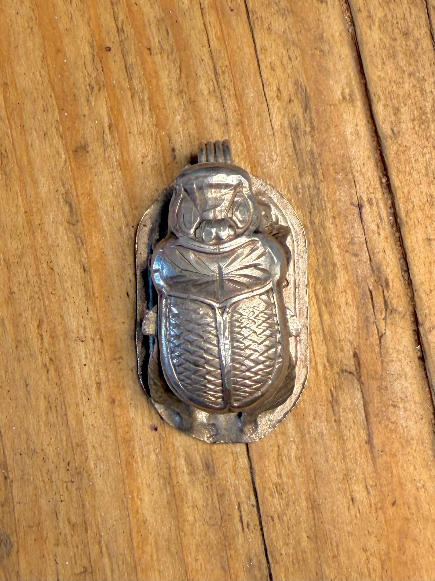 Large Egyptian Scarab 925 Sterling Silver Pendant