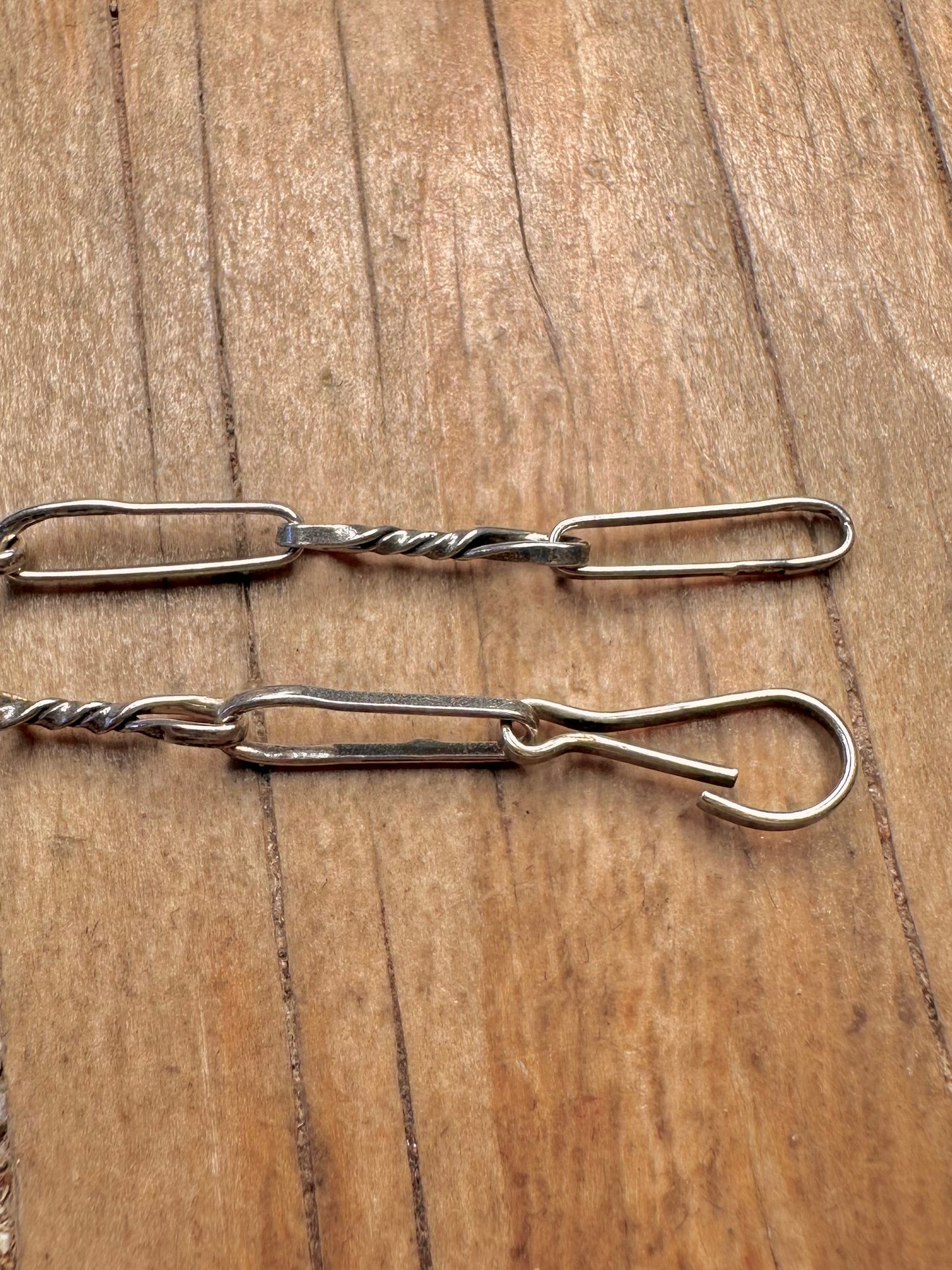 Abstract Twisted Paperclip Chain Handmade 925 Sterling Silver 22.5 inch Necklace