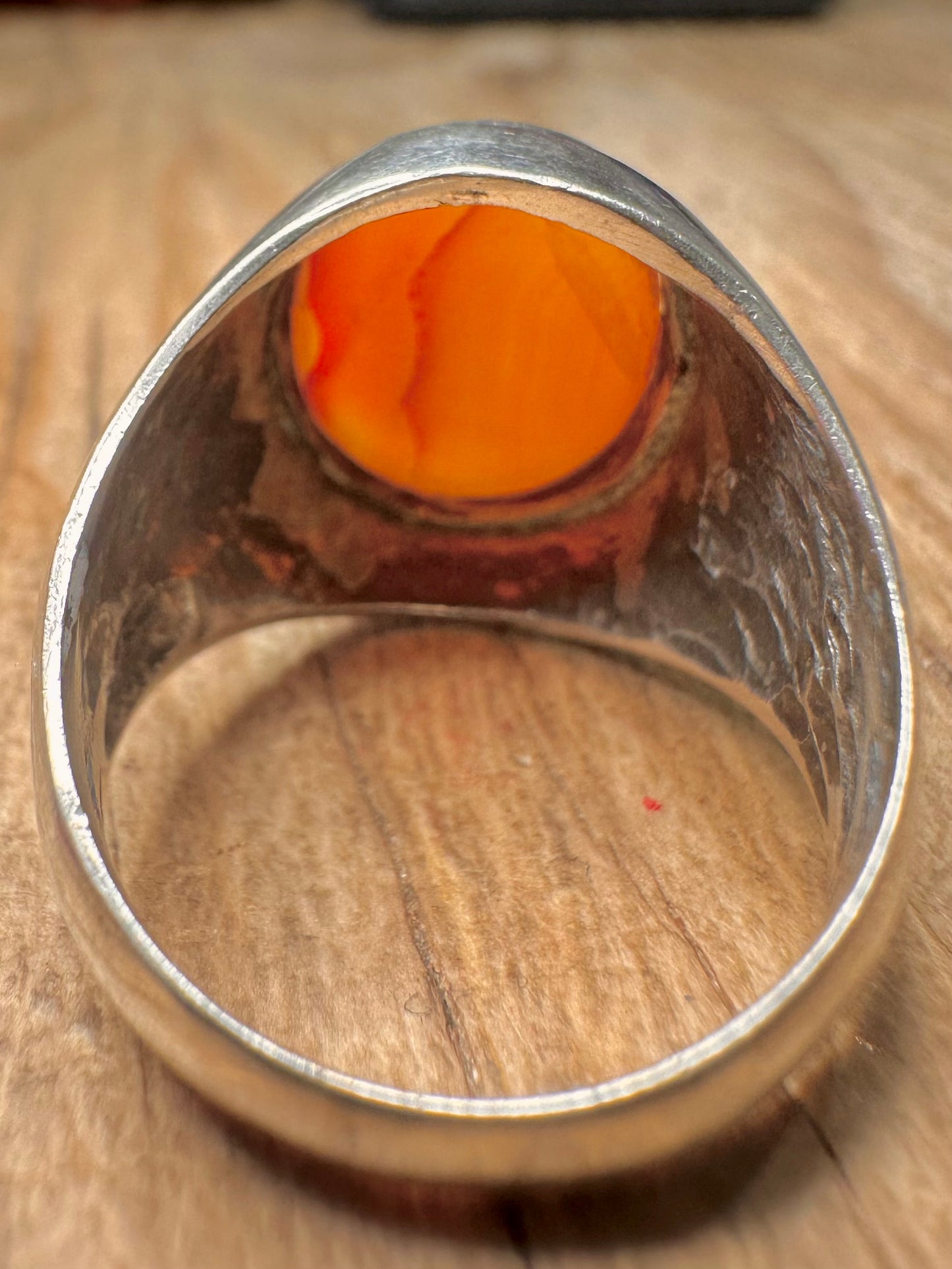 Vintage Banded Agate Sultan Intaglio 925 Sterling Silver Size T1/2 Ring