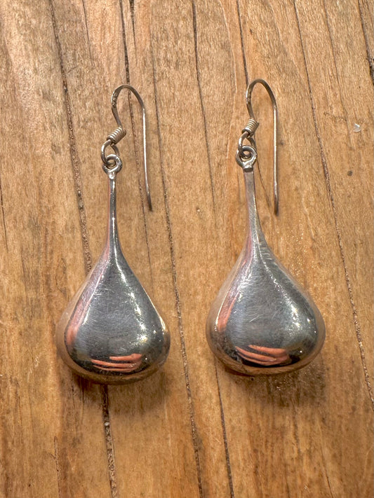 Vintage Teardrop Dangle 925 Sterling Silver Earrings