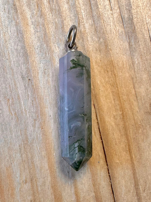 Vintage Moss Agate Pillar Pendant