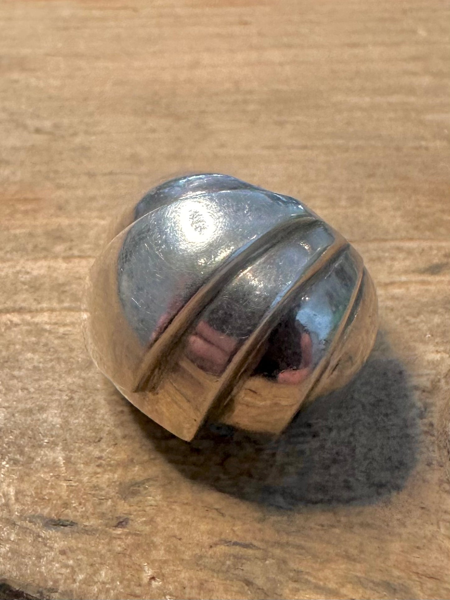 Abstract Chunky Dome 925 Silver Size N Ring