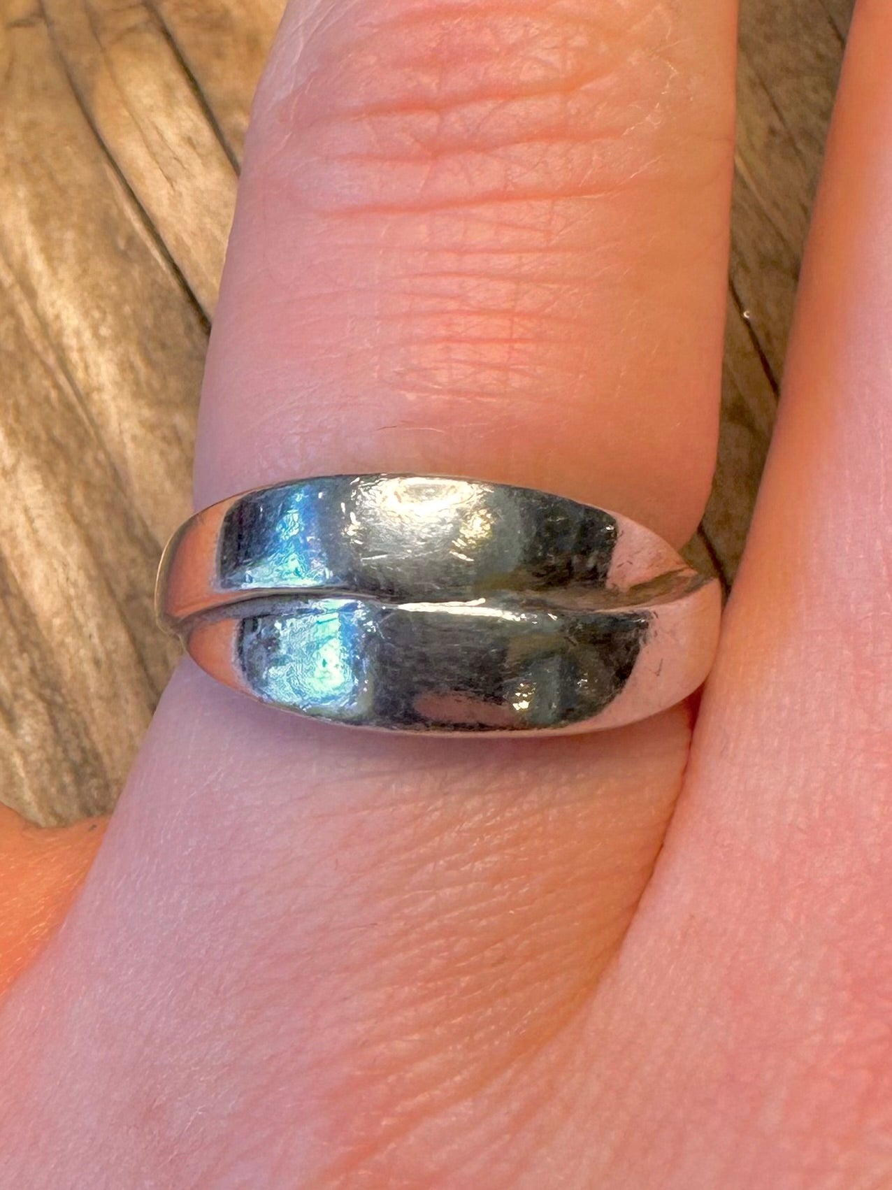 Abstrakter überlappender Ring aus 925er Sterlingsilber, Größe O
