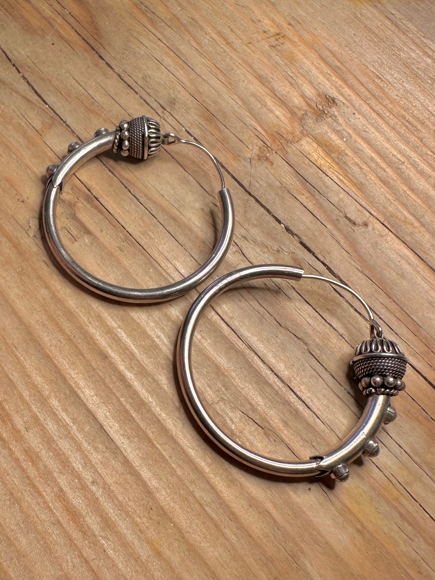 Große Vintage Tribal Kreolen Ohrringe aus 925er Sterlingsilber