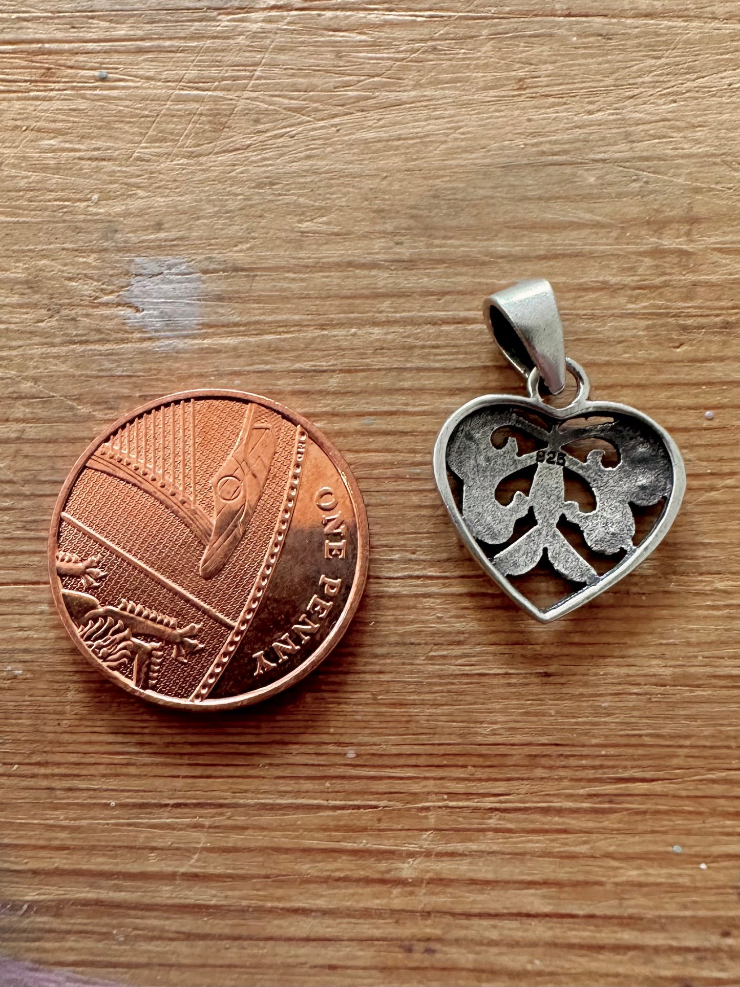 Vintage Heart Marcasite 925 Silver Pendant