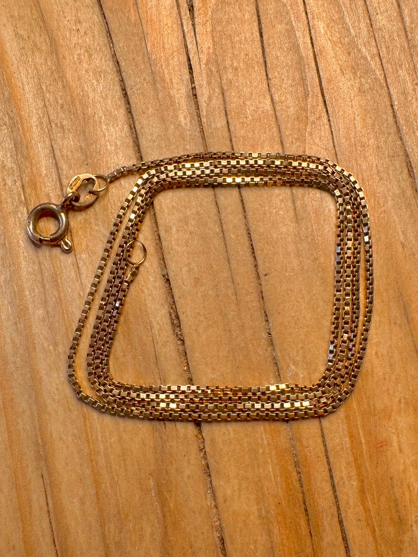 Vintage 1978 9ct Gold Box Chain 19.5 inch Necklace
