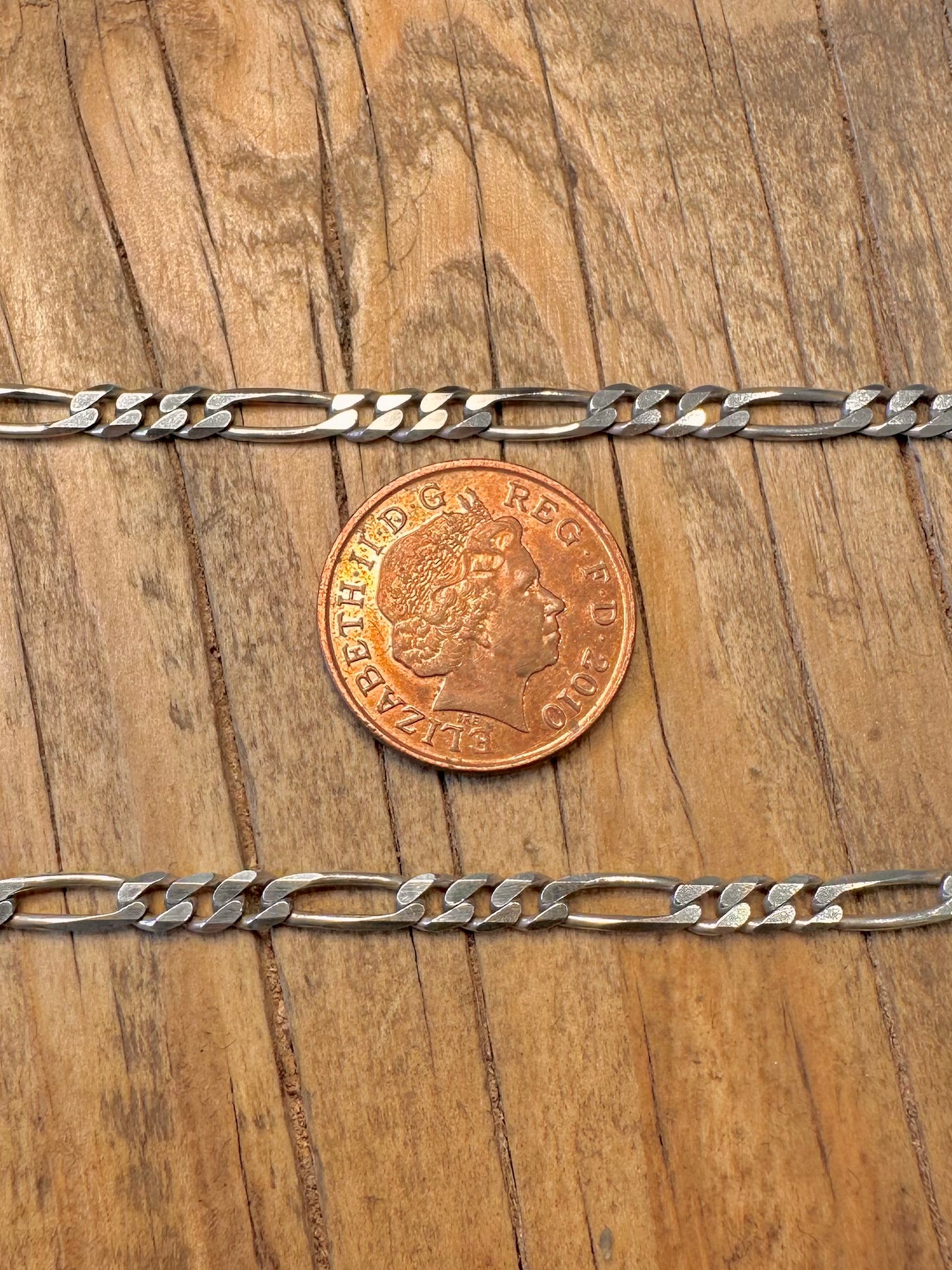Figaro-Kette 1995 aus 925er Sterlingsilber, 45,7 cm lange Halskette