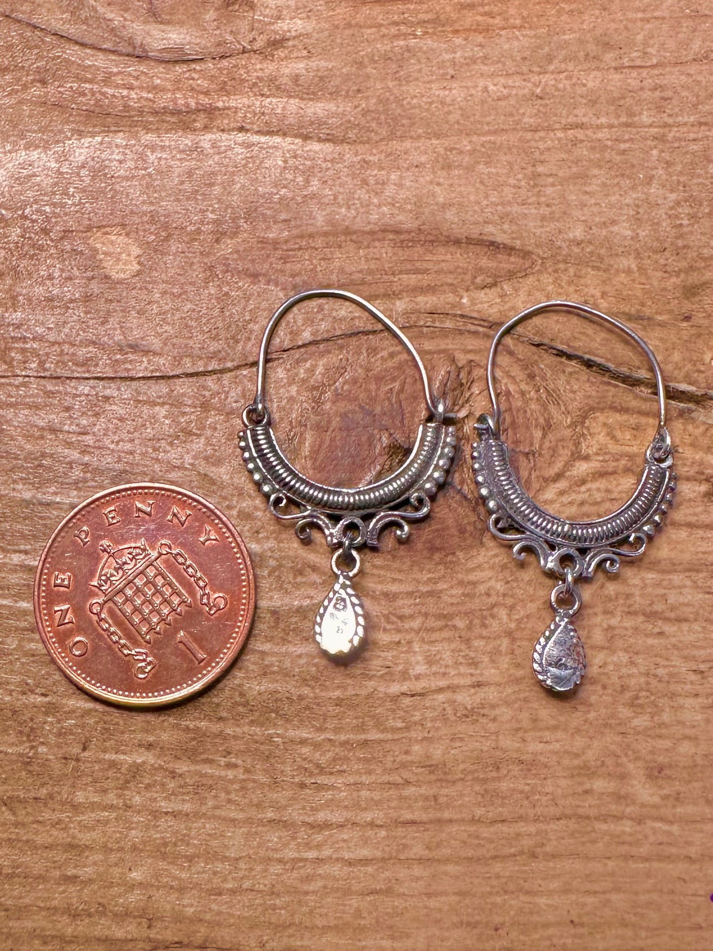 Vintage Boho Black Stone 925 Silver Earrings