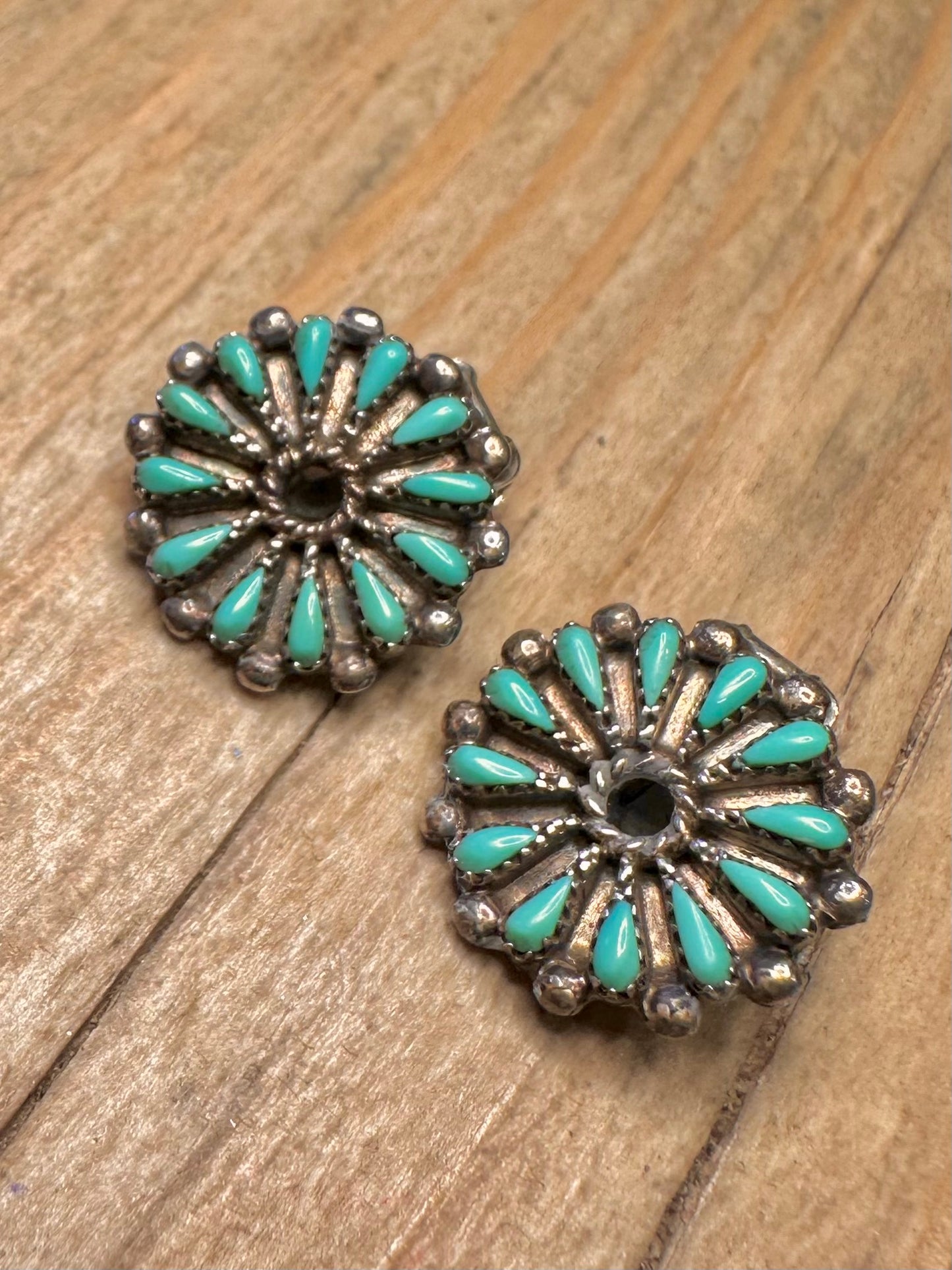 Vintage Turquoise Navajo Clip On 925 Sterling Silver Earrings