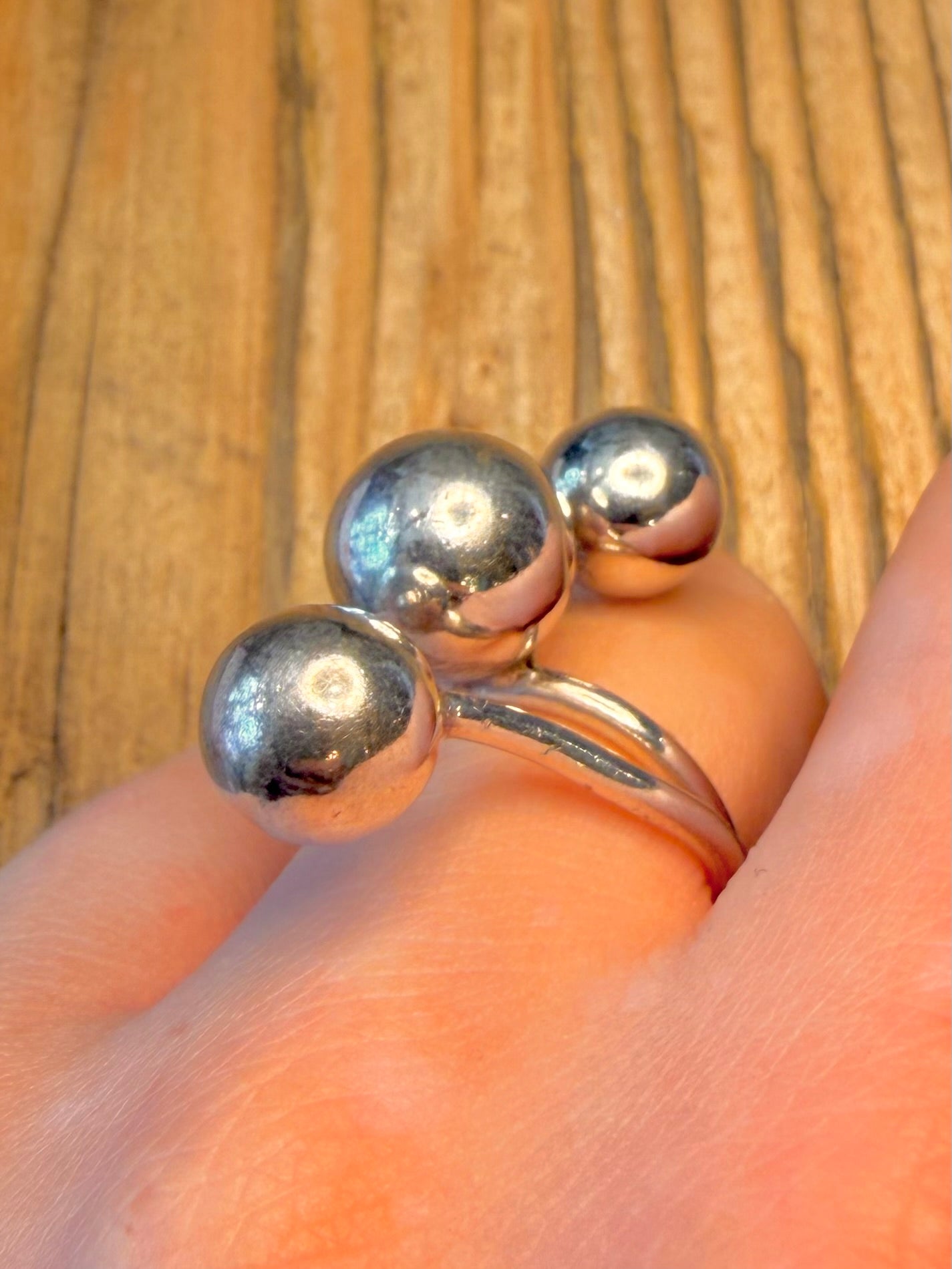 Modernist Multi Ball Wrap 925 Sterling Silver Size O Ring