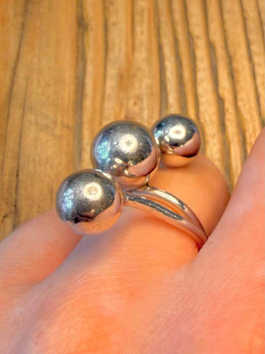 Modernist Multi Ball Wrap 925 Sterling Silver Size O Ring
