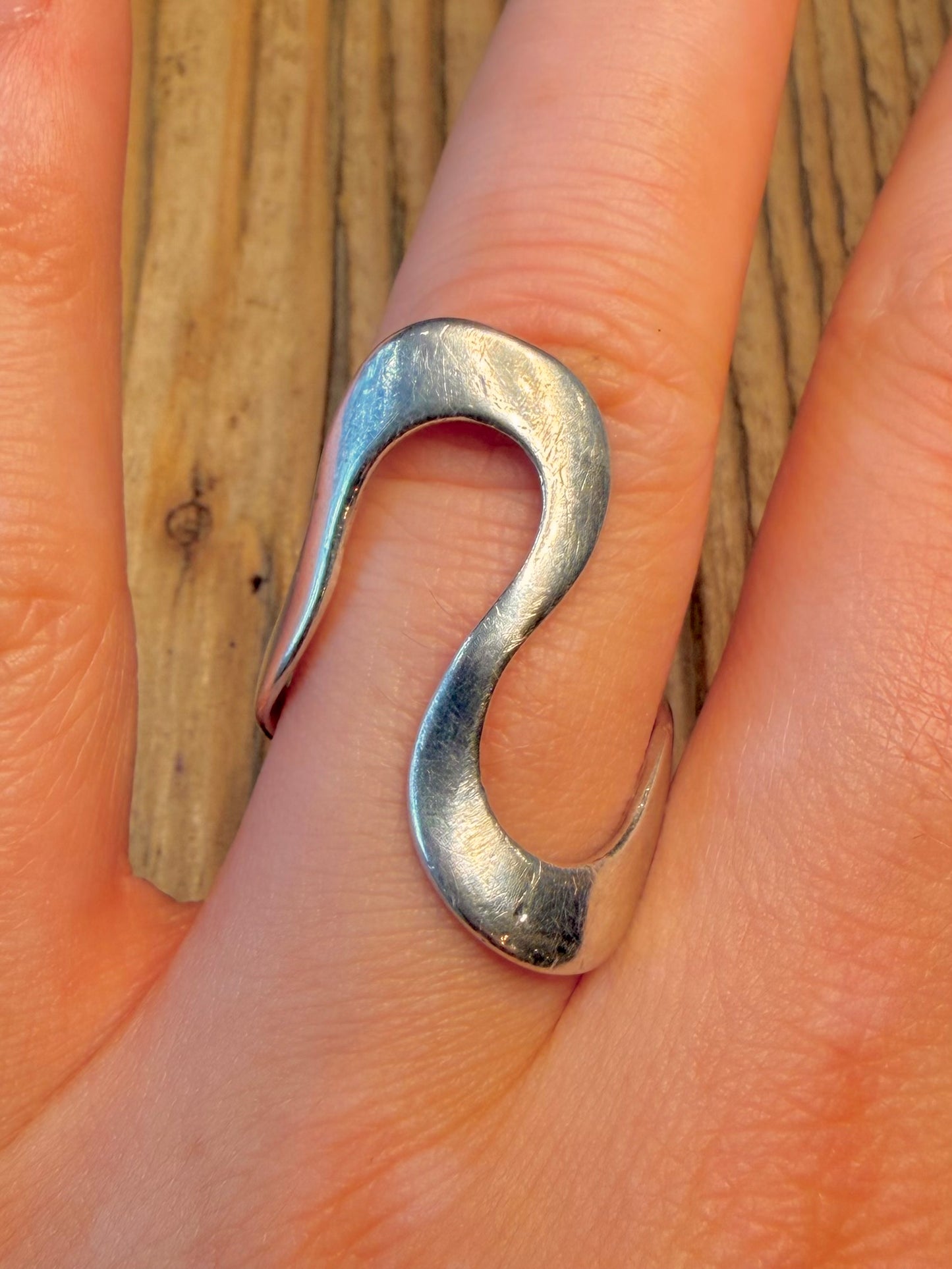 Abstract Wave 925 Sterling Silver Size T Ring