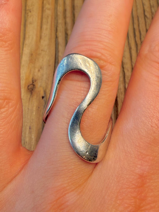 Abstract Wave 925 Sterling Silver Size T Ring