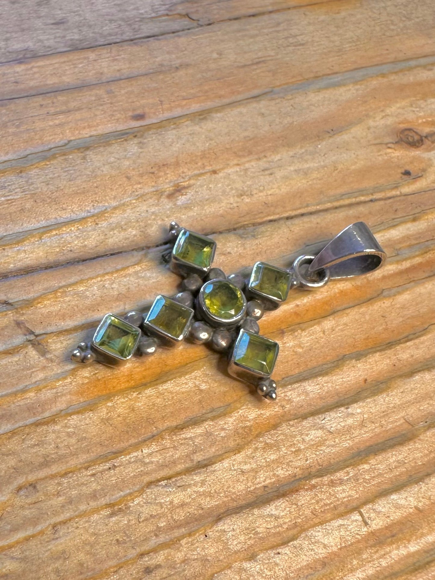 Peridot Cross 925 Sterling Silver Pendant