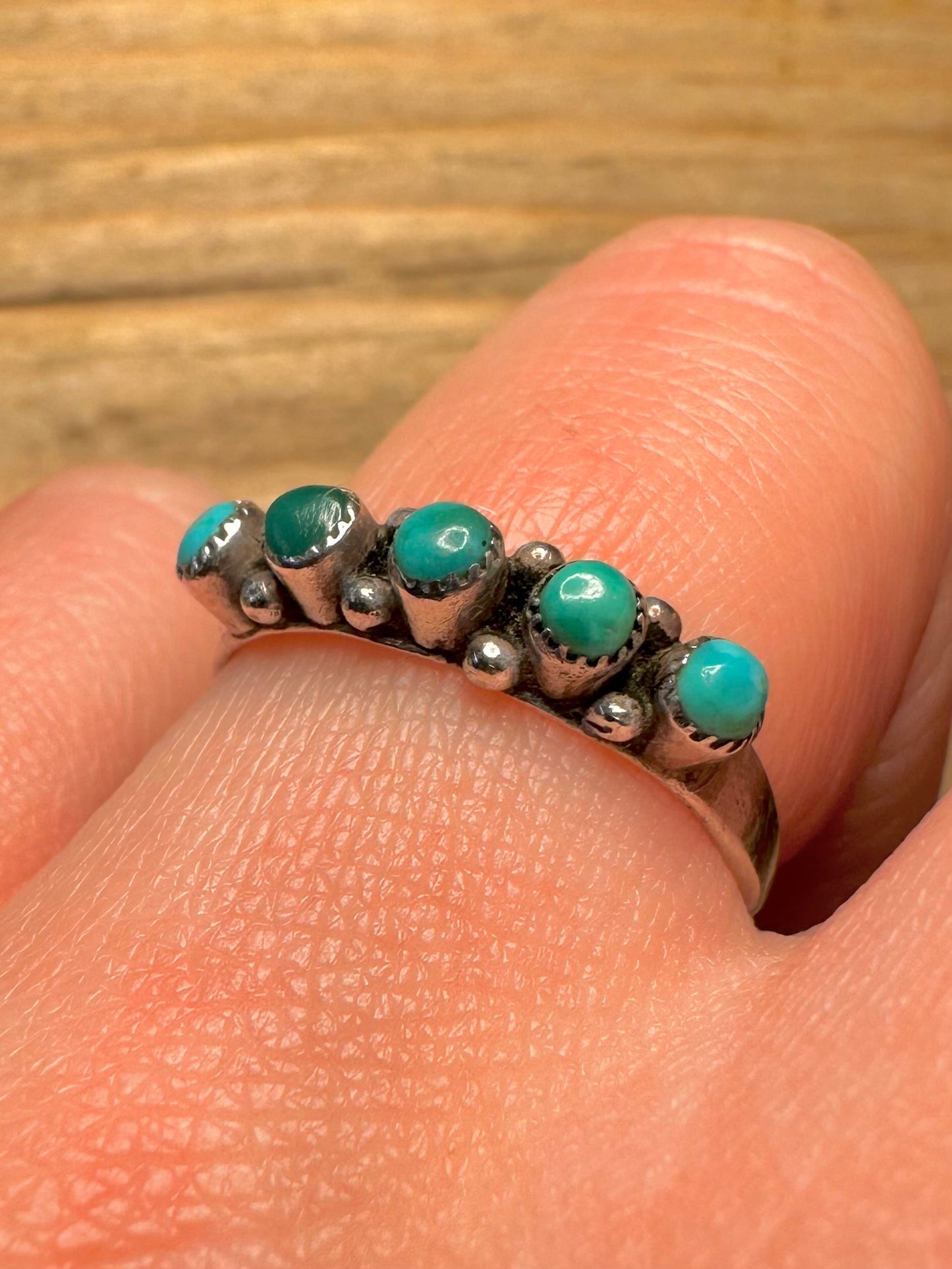 Vintage Turquoise Native American Style 925 Sterling Silver Size Q Ring