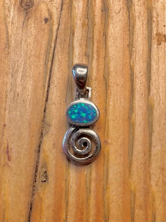 Blue Opal Swirl 925 Sterling Silver Pendant