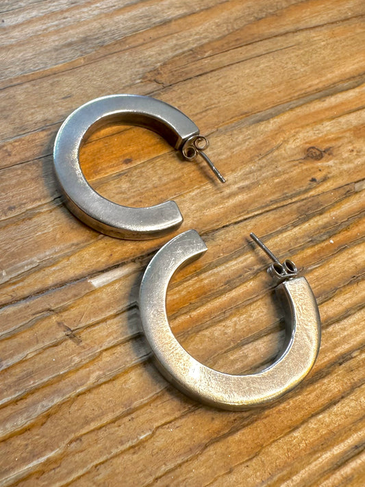 Chunky Half Hoop 925 Sterling Silver Earrings