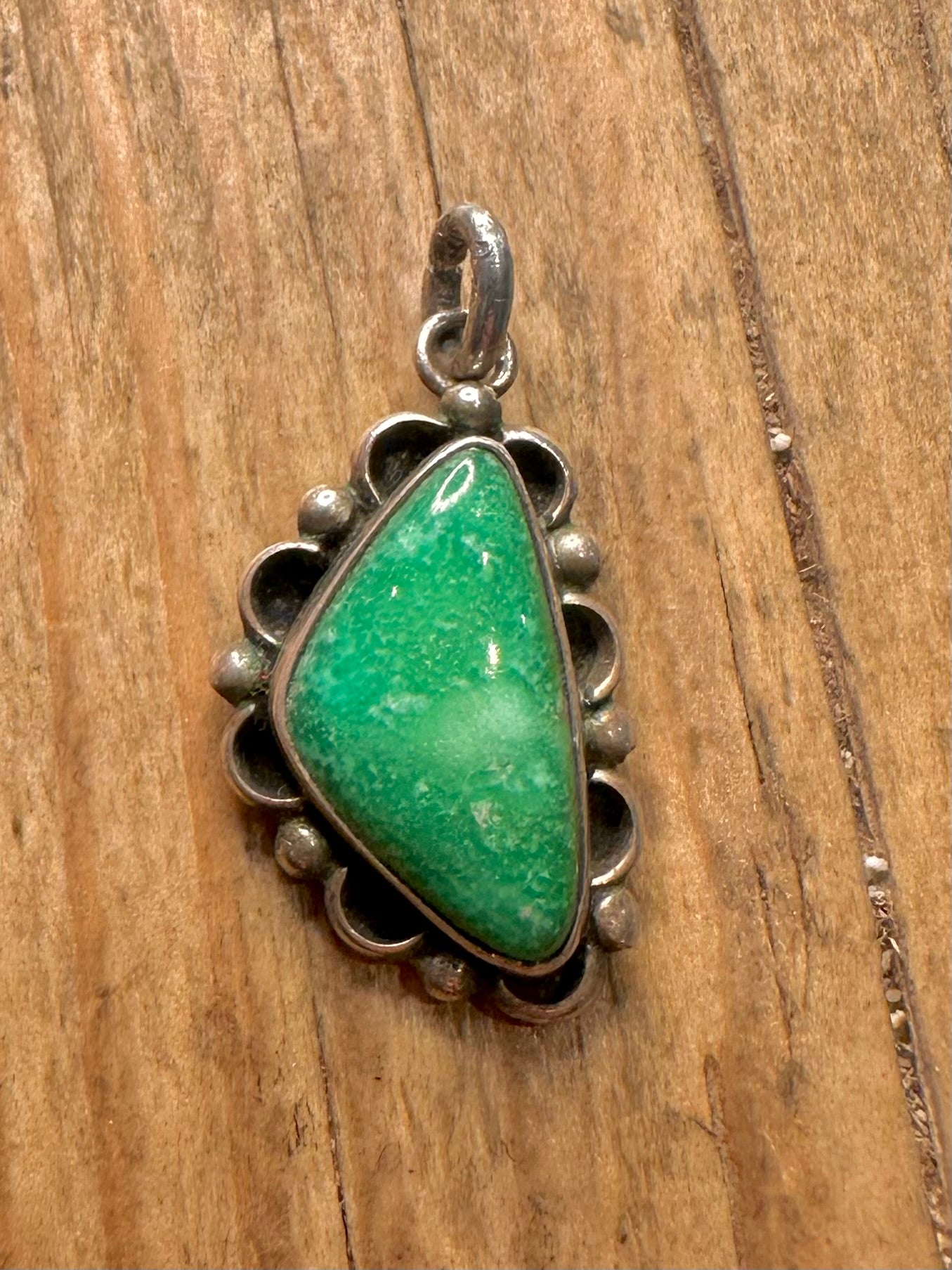 Vintage Südwest Navajo Grüner Türkis 925 Sterling Silber Anhänger