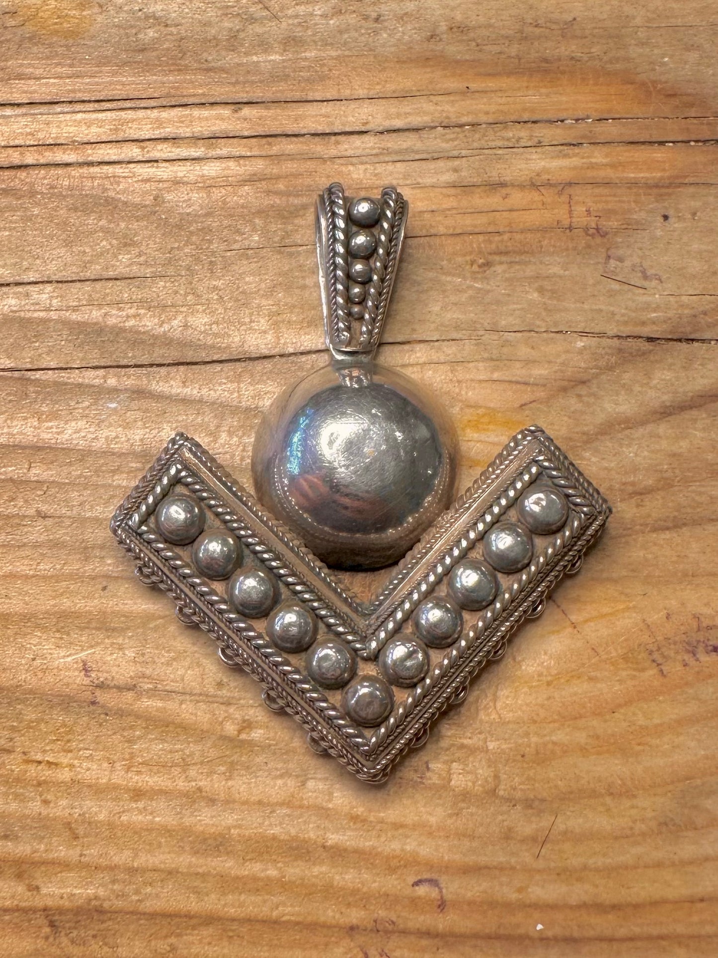 Vintage Großer Stammes-Verzierter 925er Sterlingsilber Anhänger