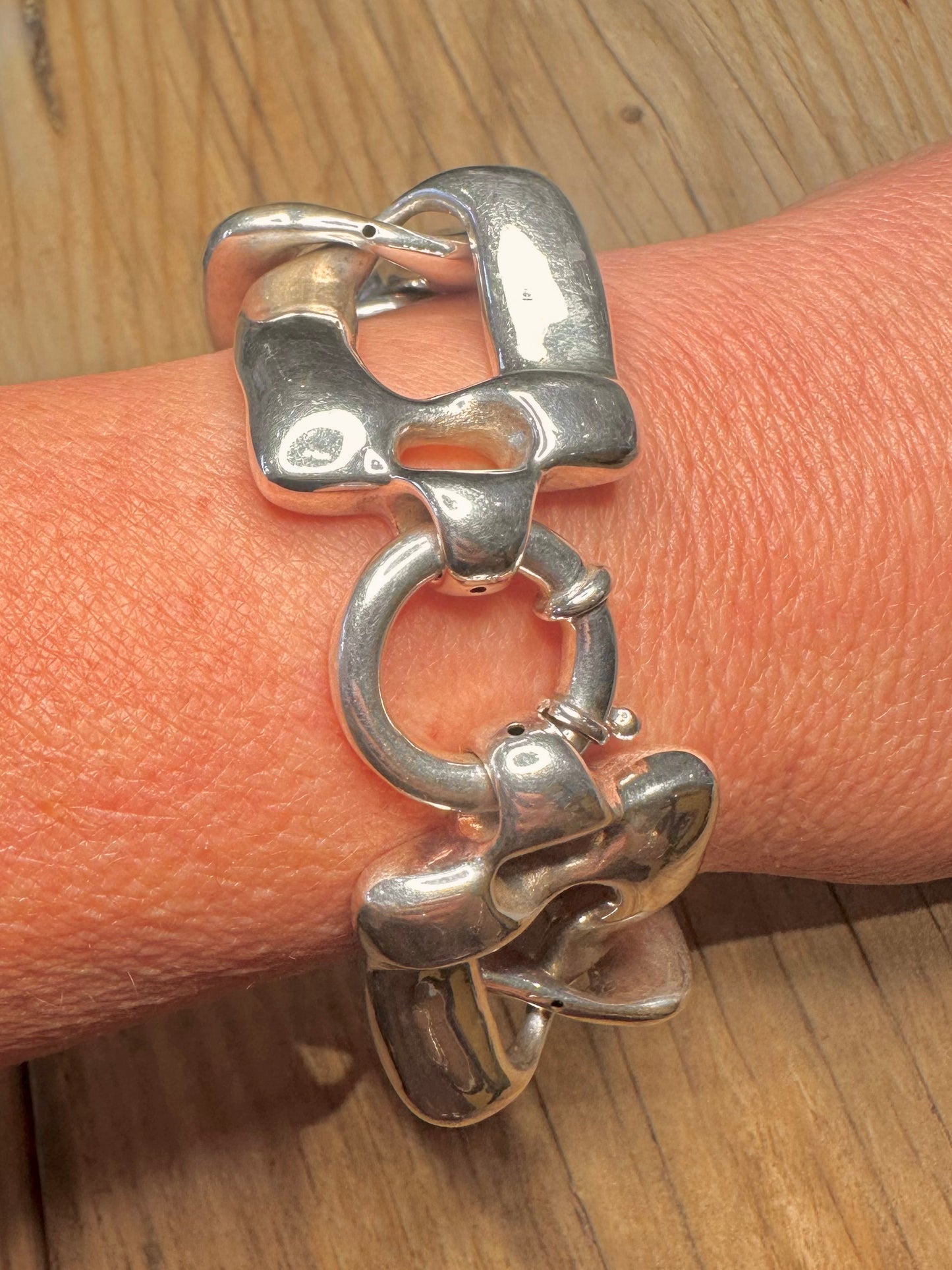 Modernist Chunky Curb Chain 925 Sterling Silver 8 Inch Bracelet