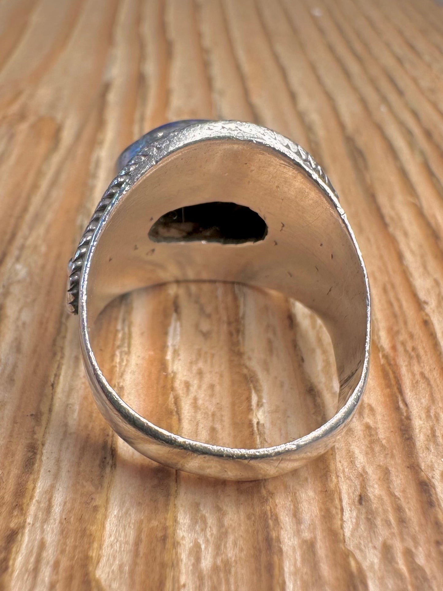 Vintage Lapis Tribal 925 Sterling Silver size P Ring
