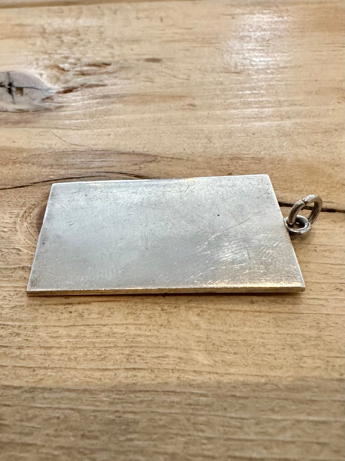 Vintage Rectangle Solid 925 Silver Pendant