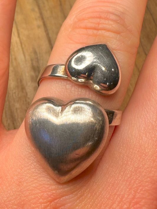 Abstract Overlapping Heart 925 Sterling Silver Size O Ring