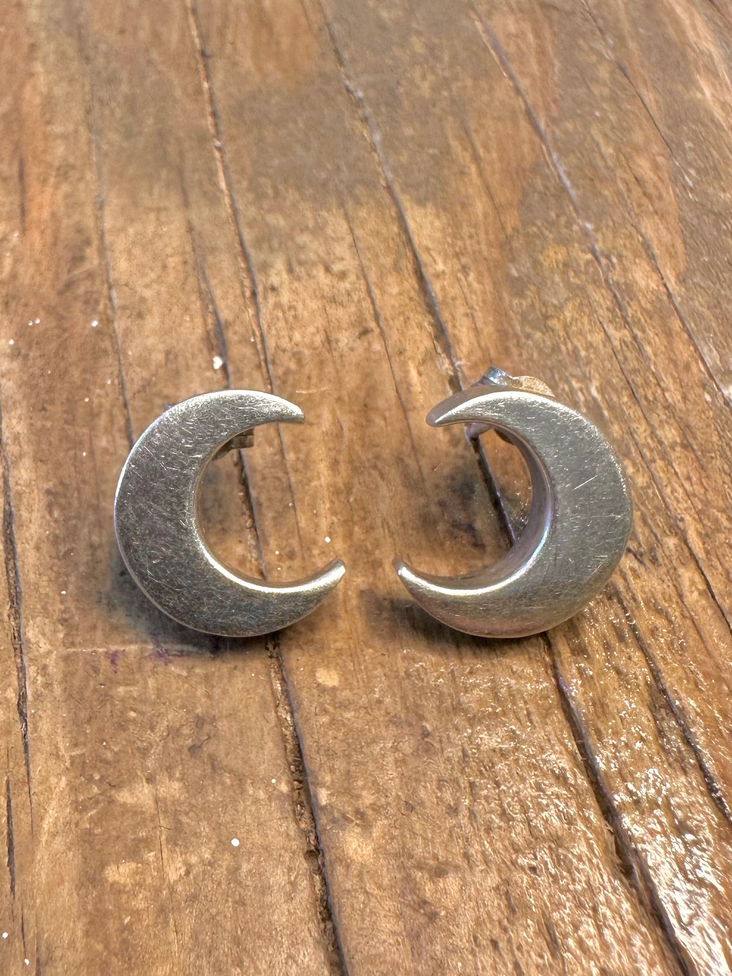 Chunky Crescent Moon 925 Sterling Silver Earrings