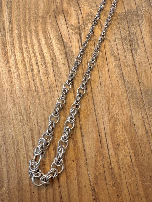 Byzantine Graduated Link 925 Sterling Silver 18 inch Necklace