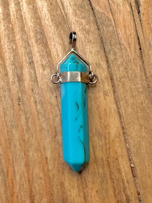 Vintage Howlite Point 925 Sterling Silver Pendant