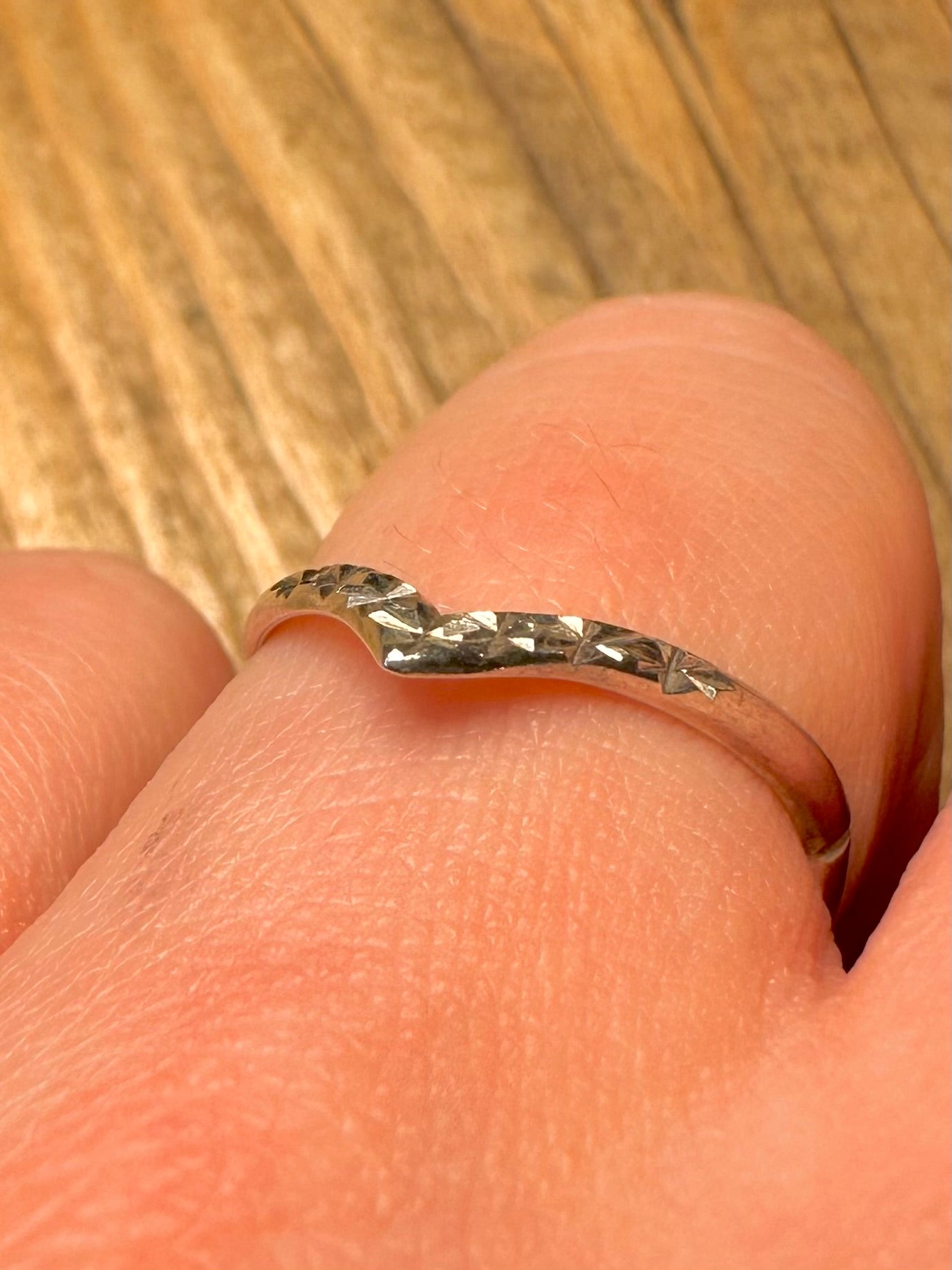 Vintage Engraved Wishbone 925 Sterling Silver Size Q Ring