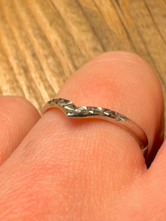 Vintage Engraved Wishbone 925 Sterling Silver Size Q Ring
