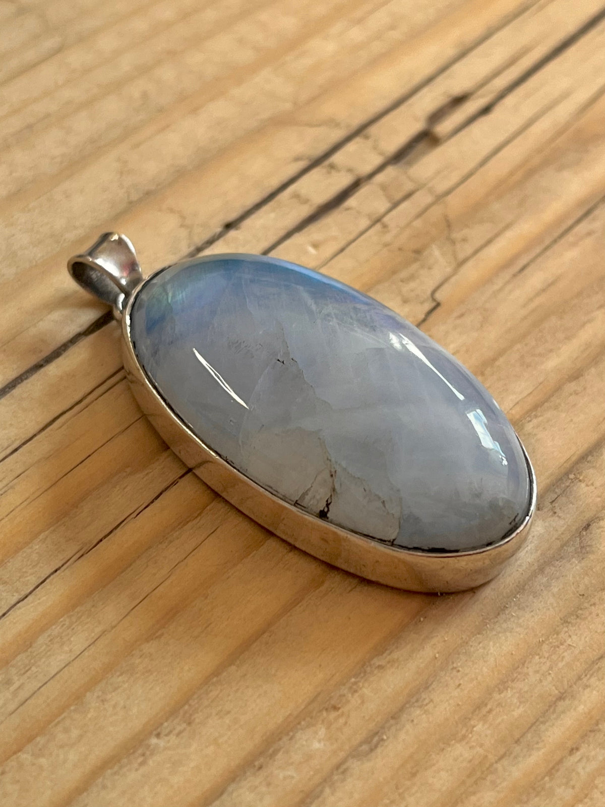 Large Oval Moonstone 925 Sterling Silver Pendant