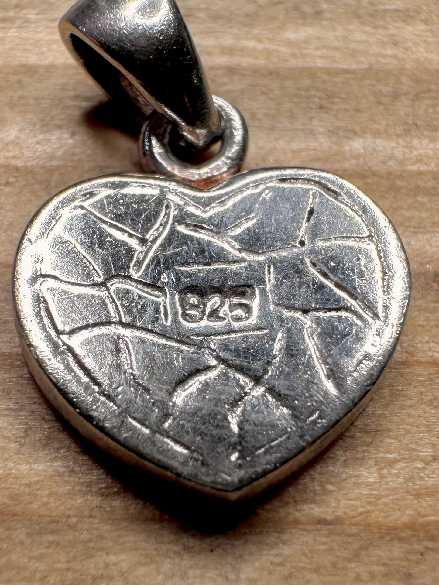 Vintage Pink Mother of Pearl Heart 925 Sterling Silver Pendant