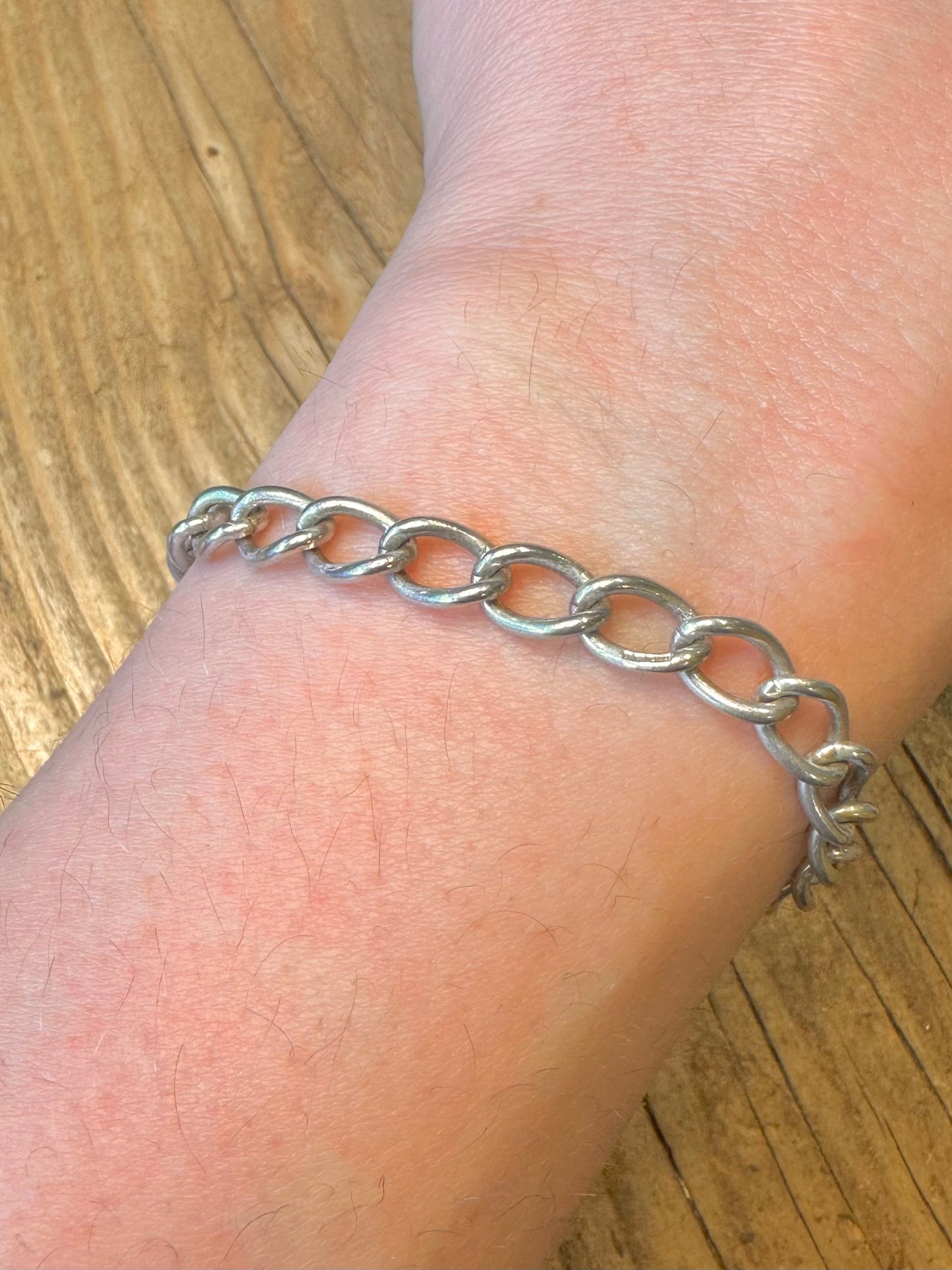 Herz-Vorhängeschloss 1975 Panzerkette mit Sicherheitskette 925 Sterling Silber 17,78 cm Armband